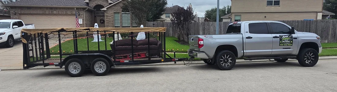 Junk Junkies Texas Junk Removal Tomball truck and trailer